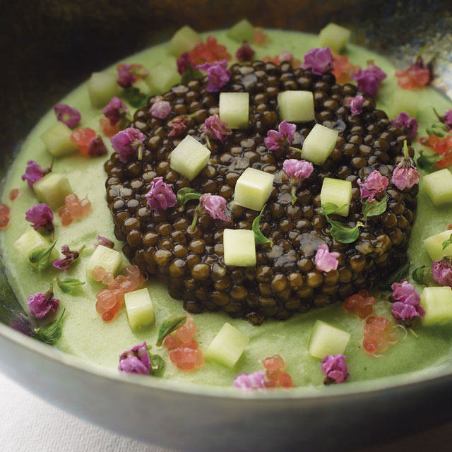 きゅうりのムースが主役の前菜(リューズ 飯塚隆太氏)